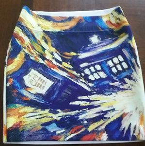 Doctor Who  Van Gogh Inspired  pencil Skirt Small
